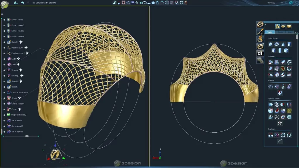 3Design is a complete jewelry CAD solution that combines parametric and direct modeling in an intuitive user interface.