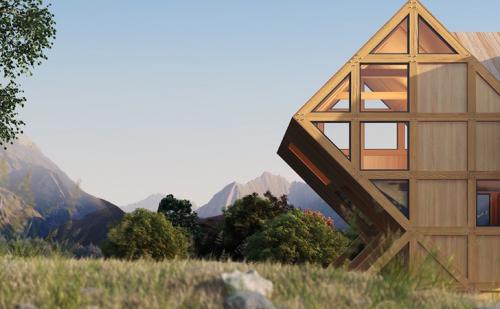Asymmetrical Cabin Design Inspired the Dolomite Mountains