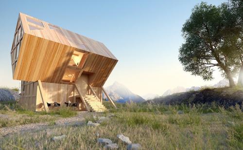 Asymmetrical Cabin Design Inspired the Dolomite Mountains