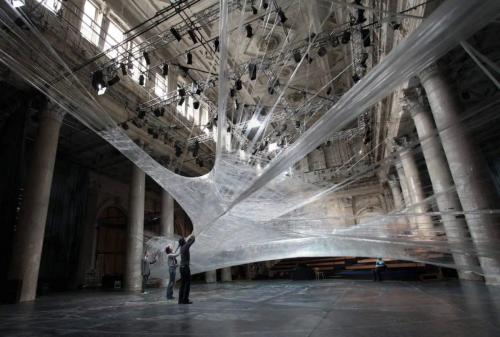 Giant Spider Webs Woven From Tape and String Tokyo to Paris